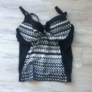 Cacique 36DD black and white swim tankini